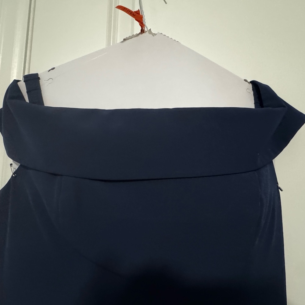 Adrianna Papell Navy Off-the-Shoulder Maxi Gown - Picture 5 of 10